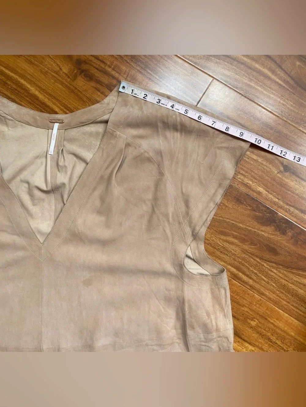 Free People Women Nude Talk Of The Town Boho Suede Leather Oversize Tunic Size L